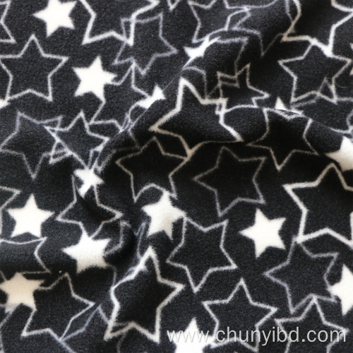 Hot selling lastest designs star pattern fashion printed polar fleece fabric